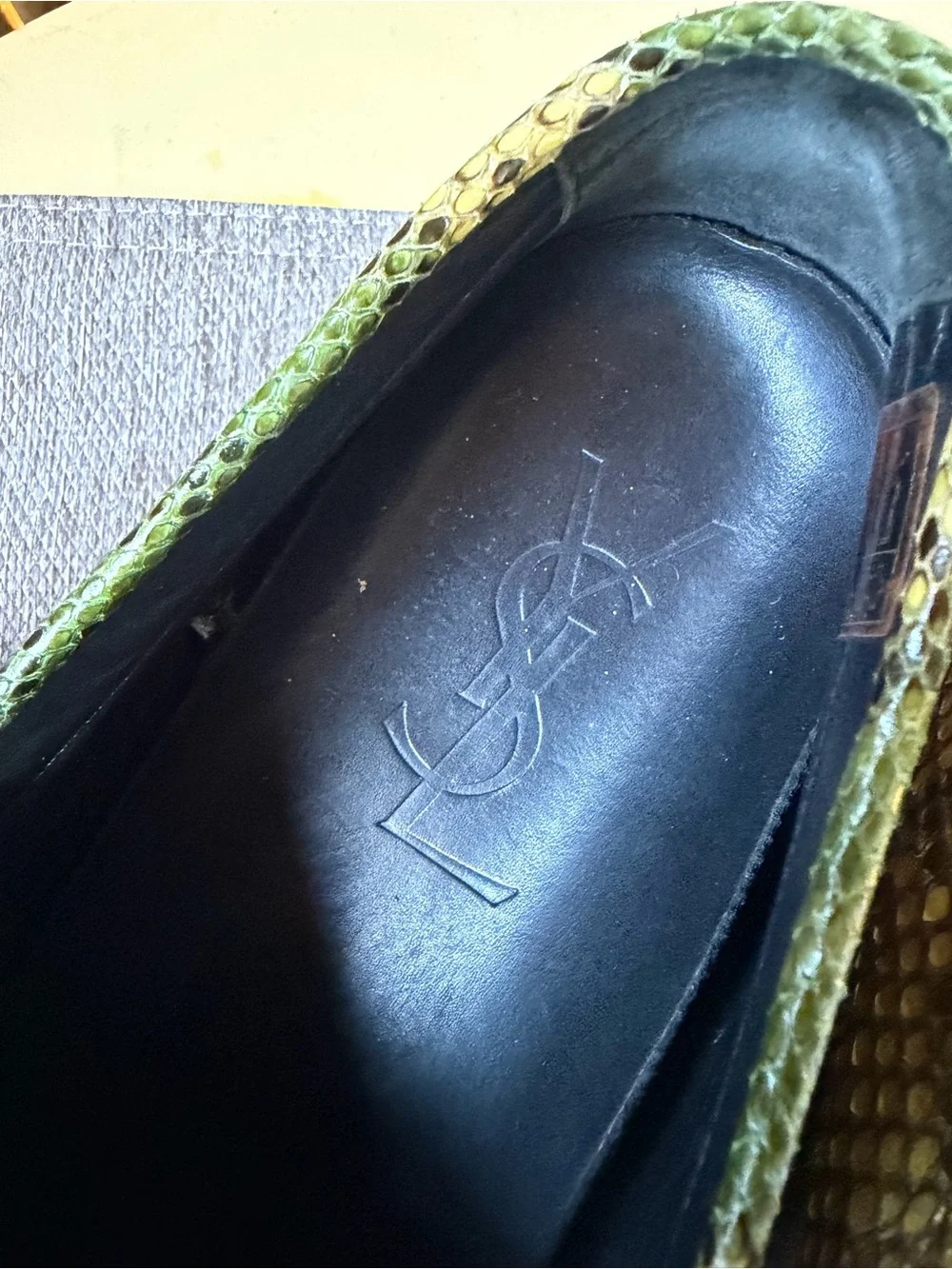 YVES SAINT LAURENT men’s genuine snake skin loafers